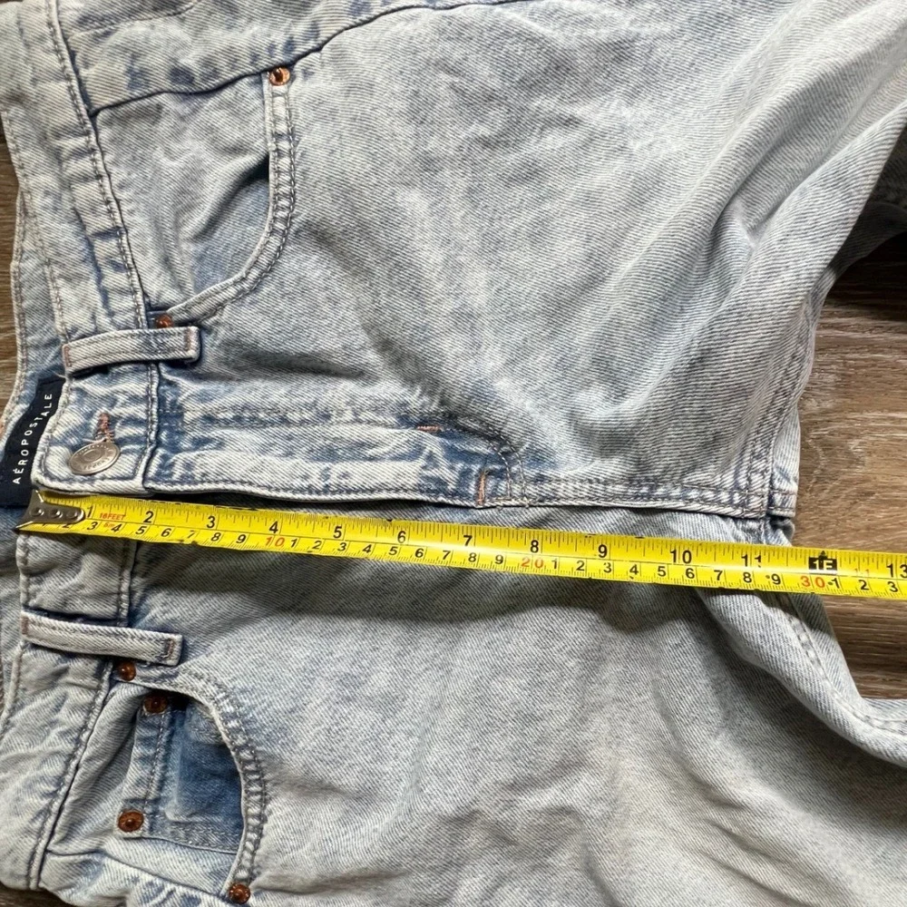 Aeropostale Barrel Jean Women 6 Light Acid Wash High Rise Baggy Curved Leg Denim